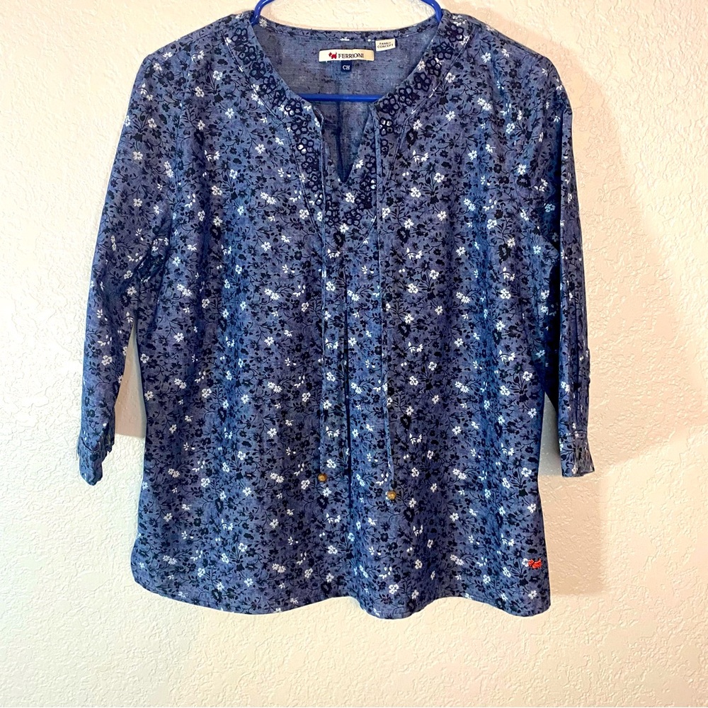 Ferrioni women’s size S Floral tunic. 100% cotton.